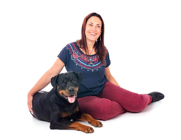 Rottweiler und Frau
