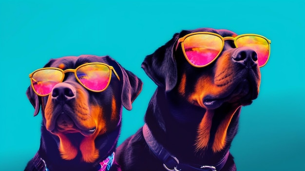 Rottweilers con gafas de sol