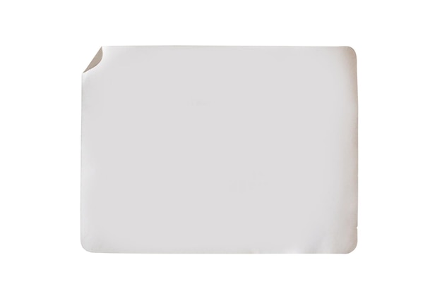 Foto rótulo de adesivo isolado em fundo branco com traçado de recorte