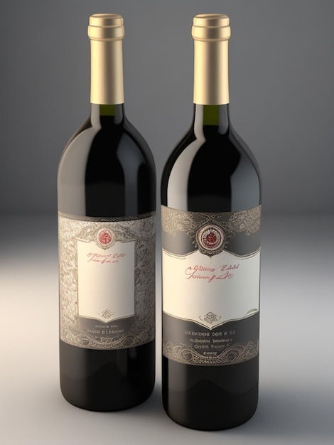 Rótulo de garrafa de vinho impecável, renderização 3D para exibição de design personalizado