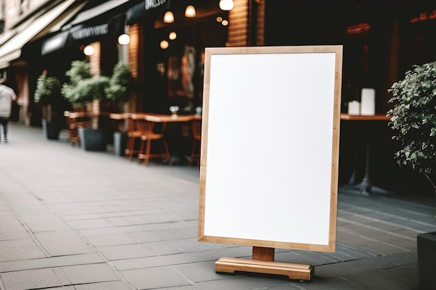 Rótulo de loja de restaurante em branco ou quadros de menu perto do restaurante