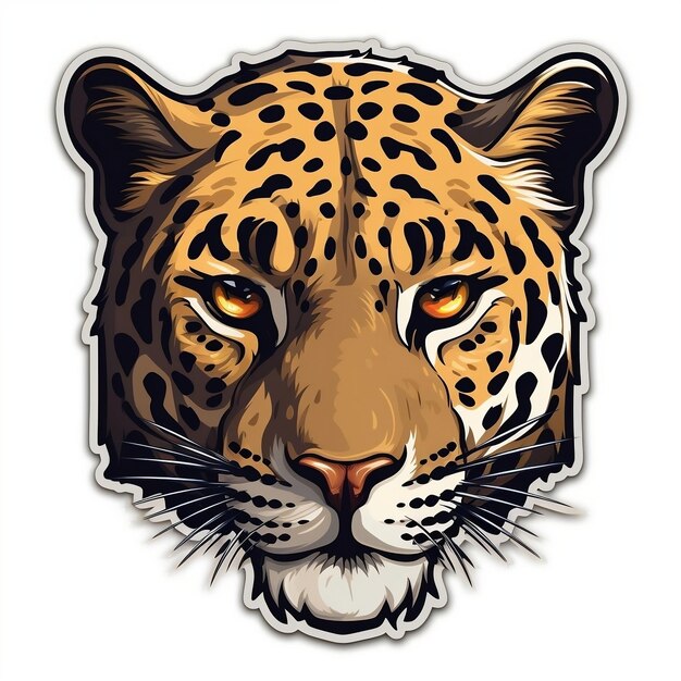 Foto rótulo de um leopardo para ilustração vetorial de design de camiseta com fundo isolado