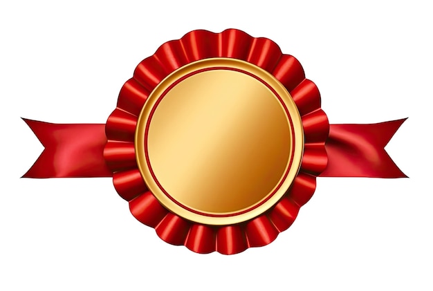 Rótulo dourado com fita vermelha