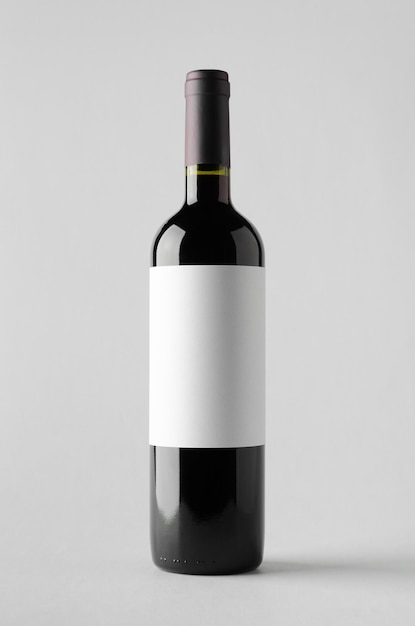 Foto rótulo em branco de maquete de garrafa de vinho