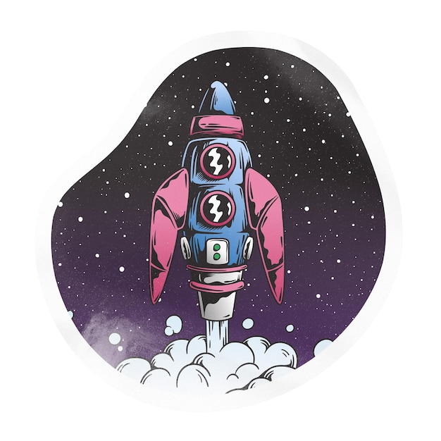 Rótulo espacial adesivo png em fundo transparente