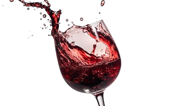 Rotwein, der in ein Glas gegossen wurde, erzeugte Spritzer von weinendem, transparentem Hintergrund