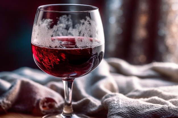 Rotwein in einem Kristallglas Nahaufnahme Generative KI