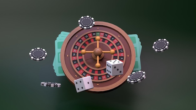 Roulette-Pokertisch Casino-Element Render in 3D