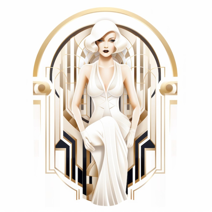 Foto roupa branca feminina art deco em harmonia geométrica