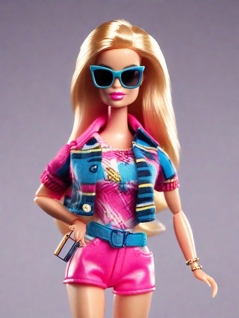 Roupa da barbie na moda com óculos de sol