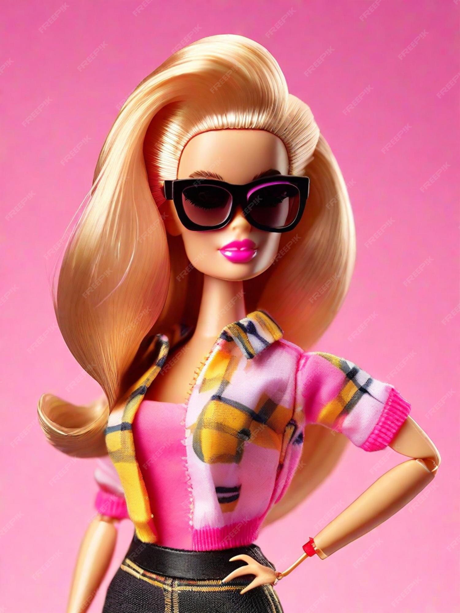 Roupa da barbie na moda com óculos de sol