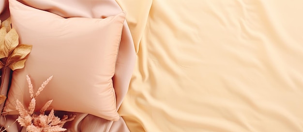 roupa de cama rosa aconchegante em uma cama com muito espaço para personalização