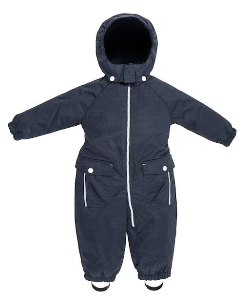 Roupa de neve infantil cai em um fundo branco