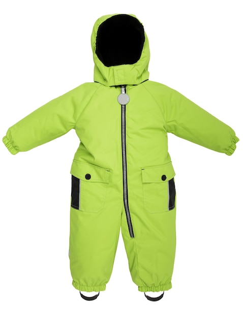 Roupa de neve infantil cai em um fundo branco