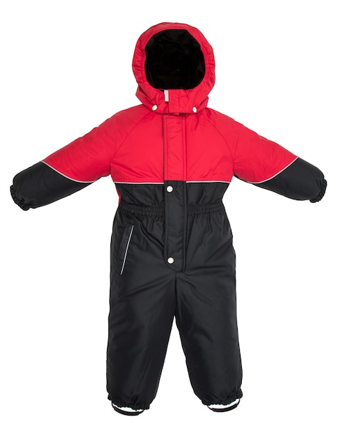 Roupa de neve infantil cai em um fundo branco