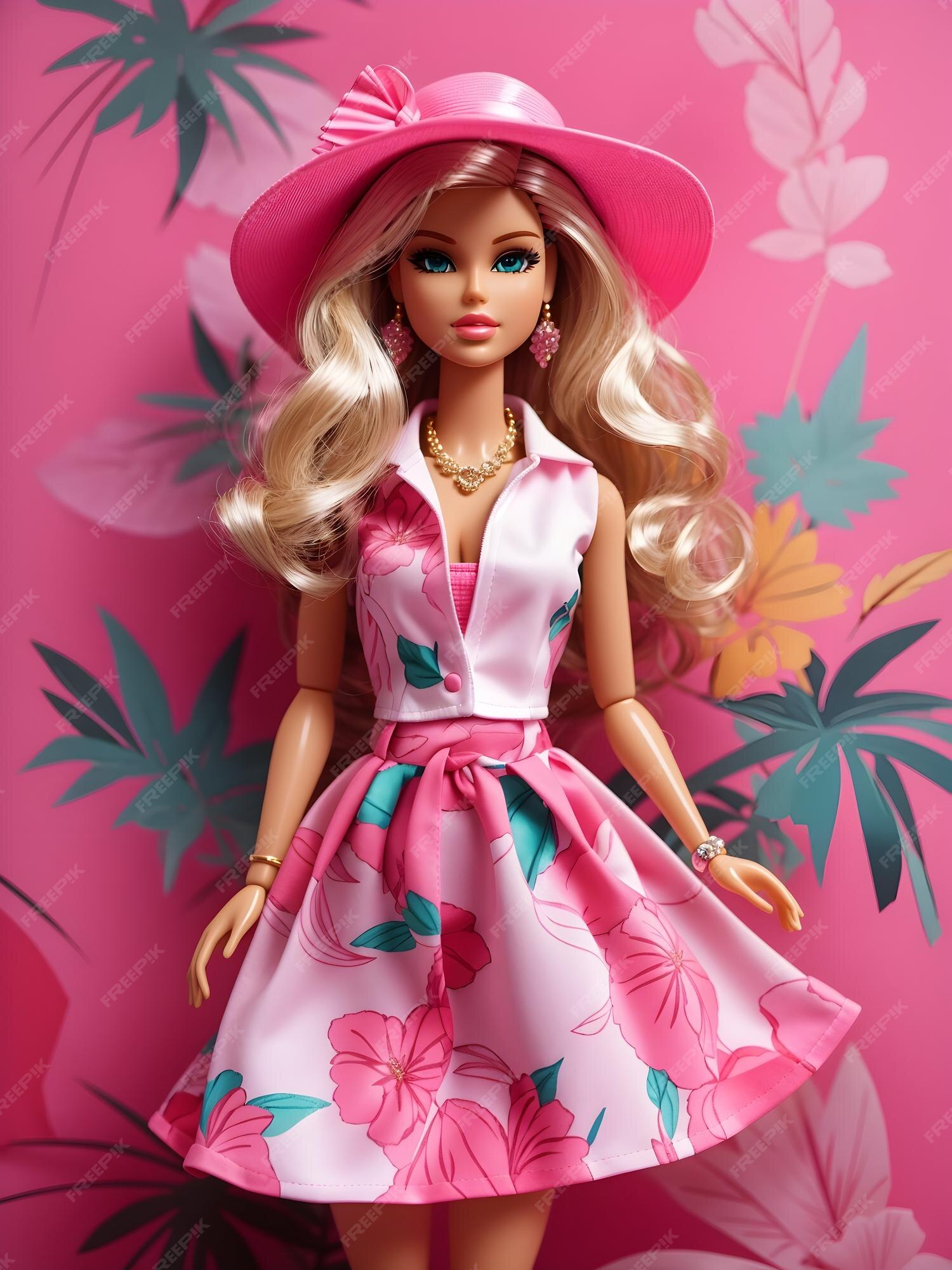 Roupa de verão da barbie de fundo rosa