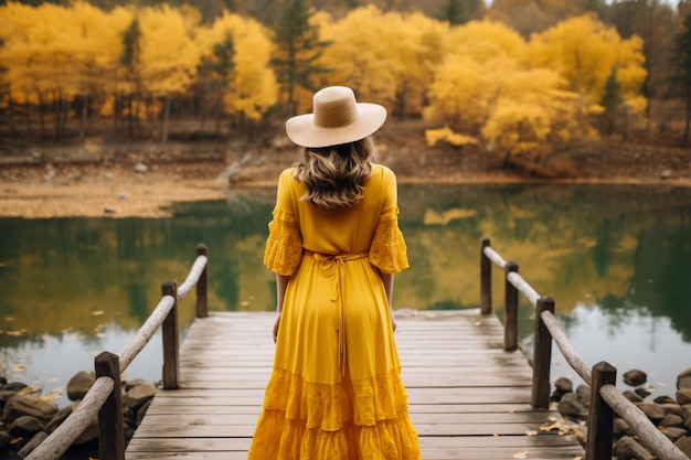 Roupa feminina de outono boêmia chic em paleta aconchegante e elegante