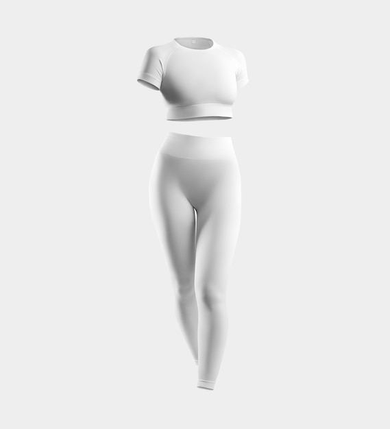 Foto roupa íntima de compressão branca da moda feminina esportiva sem corpo isolado no fundo
