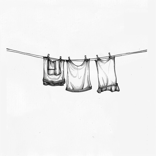 Foto roupas arrafadas penduradas em uma linha de roupas com um fundo branco