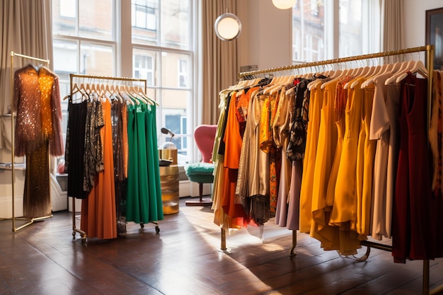 Roupas da moda em uma boutique em Londres