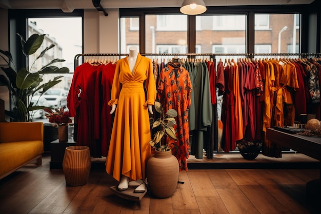 Roupas da moda em uma boutique em Londres