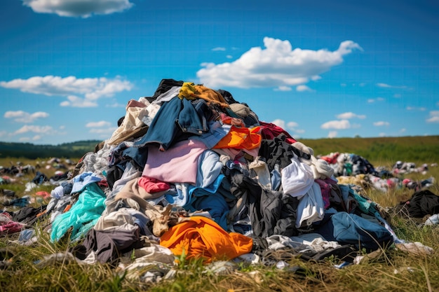 Roupas indesejadas despejadas no local de eliminação de resíduos Soncept roupas despejadas em locais de eliminação do resíduo Impacto Sortear e doar alternativas Práticas insustentáveis