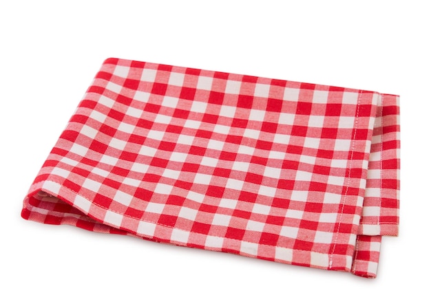 Roupas vermelhas de piquenique dobradas isoladas