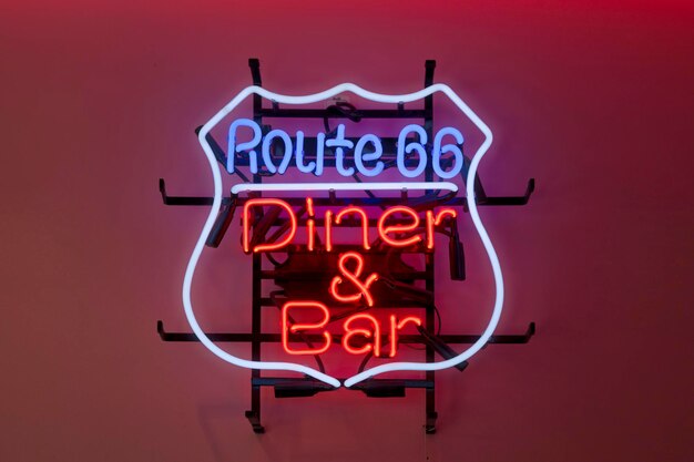 Foto route 66 diner n bar luz de neón