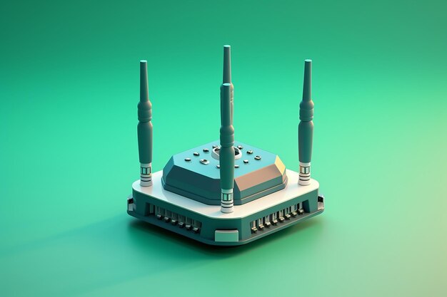 Router WiFi de Internet 3D simples com antenas