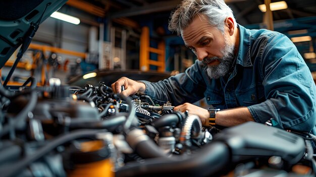 Routinewartung bei der Inspektion des Motorbereichs