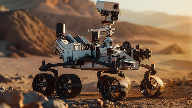 Rover Curiosity em Marte Exploração Espacial Futurista