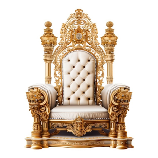 Royal_throne_metal_gothic_isolated_on_white Hintergrund