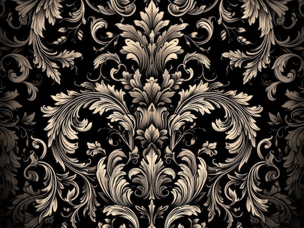 Royal Vintage Victorian Gothic Hintergrund Rococo Venzel und Whorl mit Generative AI-Technologie erstellt