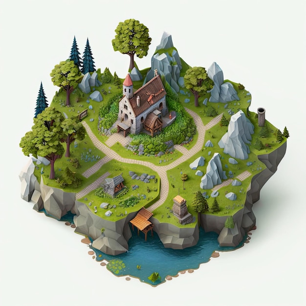 Rpg map Objeto de elemento de rpg isométrico para juego de rpg IA generativa