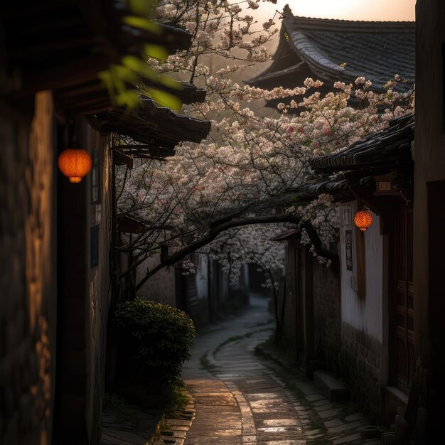 Foto rua antiga de estilo japonês