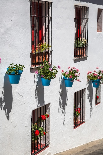 Foto rua com flores na cidade de mijas, espanha