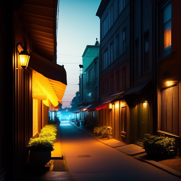 Rua da cidade à noite gerada Ai