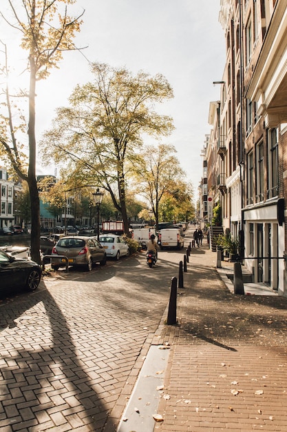 Rua da cidade em meio a edifícios contra o céu