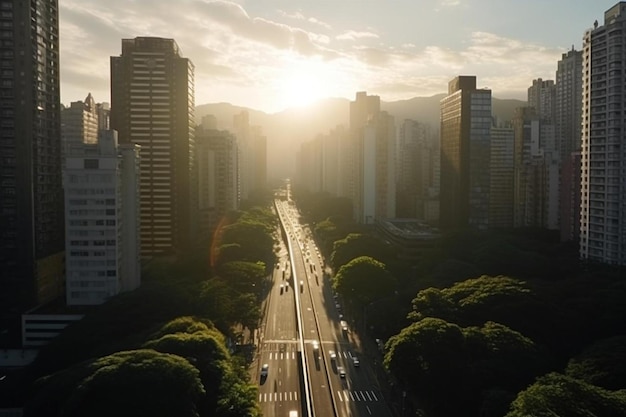 Foto rua da cidade grande a partir de uma vista aérea