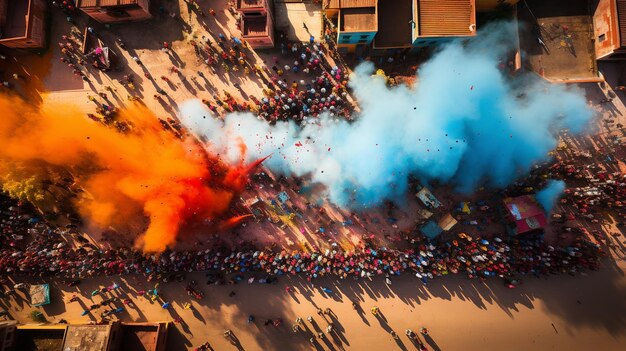 Rua lotada no centro de Varanasi