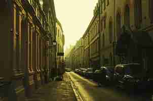 Foto rua velha de cracóvia no centro histórico da cidade, imagem vintage retrô