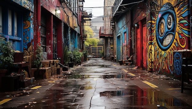 Foto rua vibrante da cidade iluminada à noite mostra rica história cultural gerada pela ia