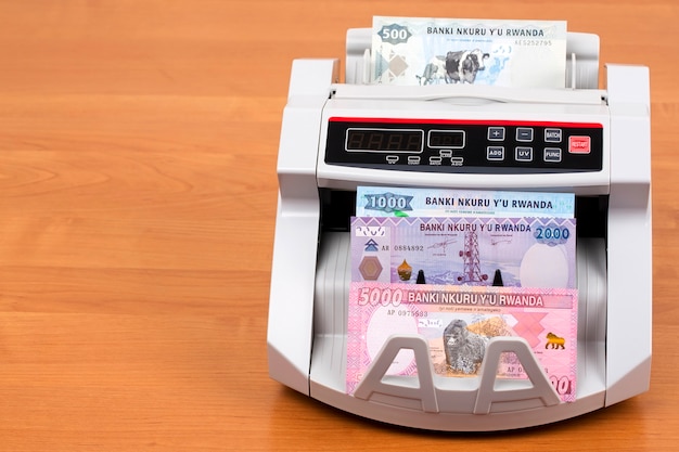 Ruandischer Geldfranken in einer Zählmaschine
