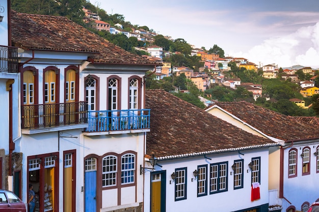 Ruas da famosa cidade histórica de Ouro Preto Minas Gerais Brasil