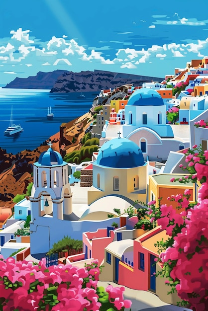 Ruas e arquitetura de Santorini, na Grécia