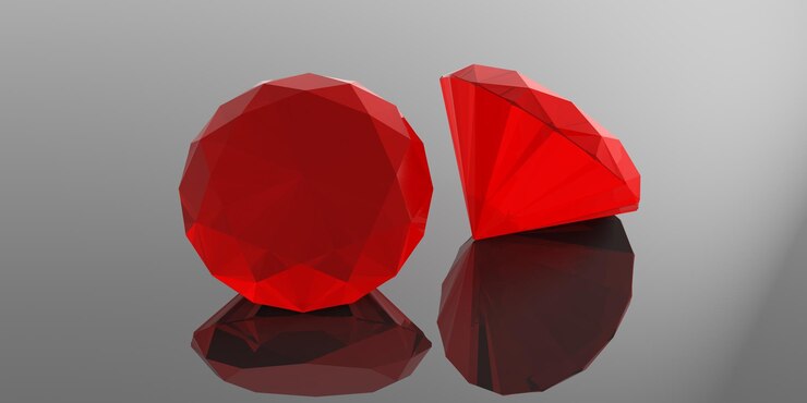 Foto rubíes rojos sobre fondo gris ilustración 3d