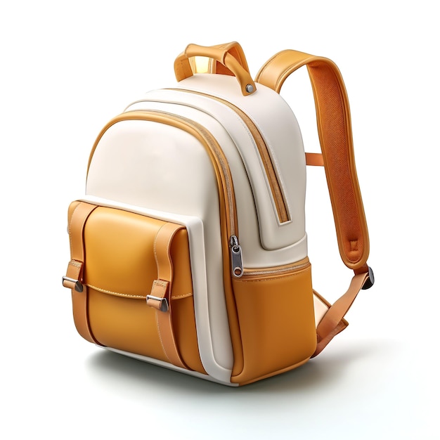 Rucksack 3D-Symbol 3D-Beige-Schülertaschen-Symbon Zurück in die Schule