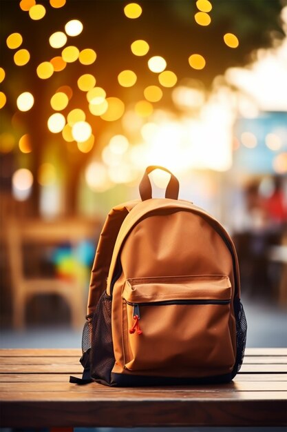 Rucksack für Kinder auf einem Holztisch