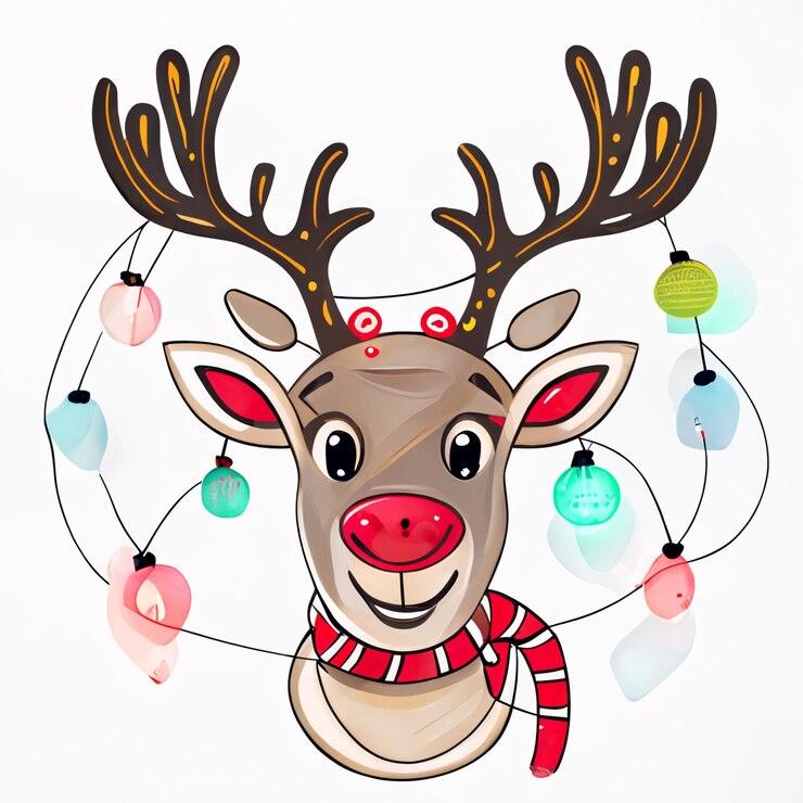 Foto rudolph a renas está usando um lenço e um lenço em torno de seu pescoço generativo ai