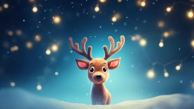 Rudolph es un reno lindo con una nariz roja brillante de Navidad.